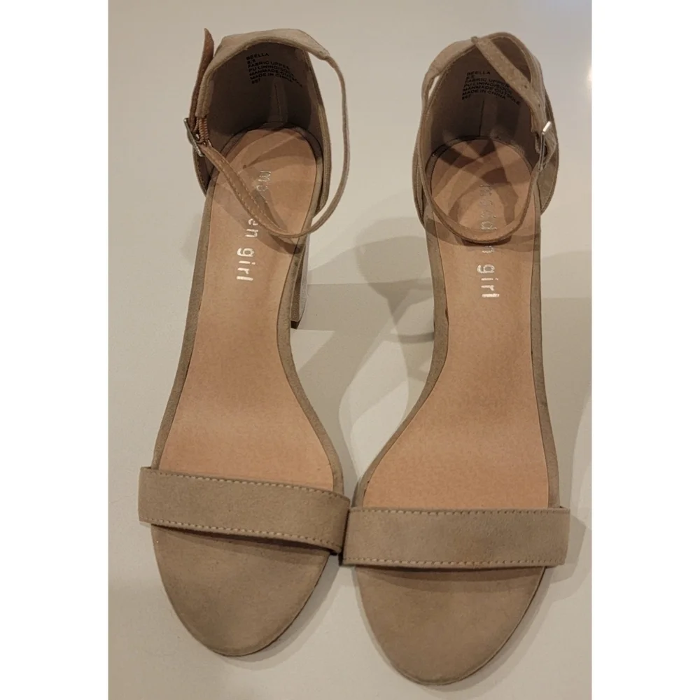 Madden Girl Nude Ankle Strap Block Heel Size 8.5